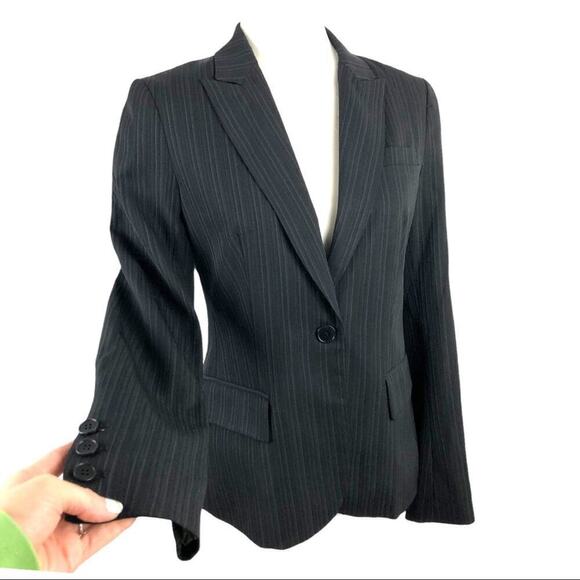 Theory Office Siren Pinstripe Blazer Black Shadow Stripe  Black Officecore - Picture 6 of 13